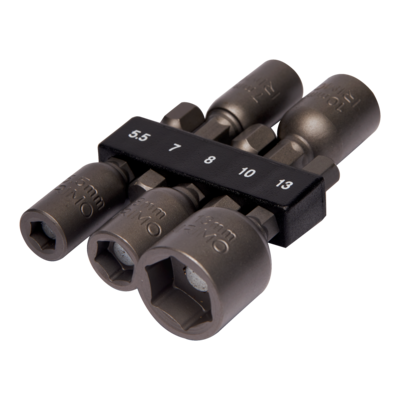 Sats med magnetiska bits för 6-kantskruv 1/4"